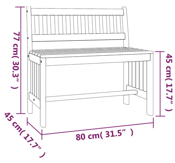 Tömör eukaliptuszfa kerti pad 80 cm