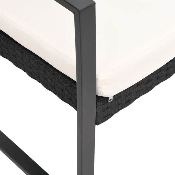 VidaXL 5 részes fekete polyrattan kerti étkezőgarnitúra párnákkal