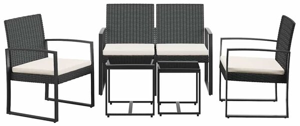 VidaXL 5 részes fekete polyrattan kerti étkezőgarnitúra párnákkal