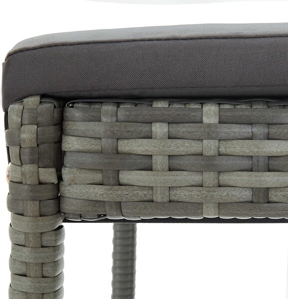 5 darabos szürke polyrattan kerti bárszett párnákkal