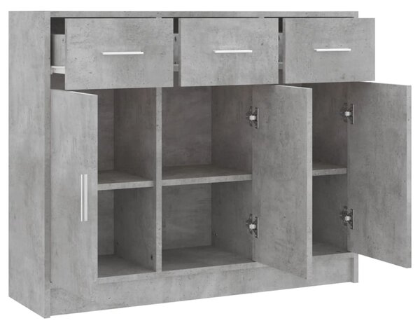 Betonszürke szerelt fa tálalószekrény 91x28x75 cm