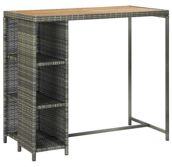 5 darabos szürke polyrattan kerti bárszett párnákkal