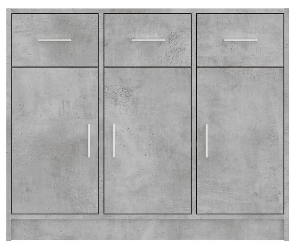 Betonszürke szerelt fa tálalószekrény 91x28x75 cm