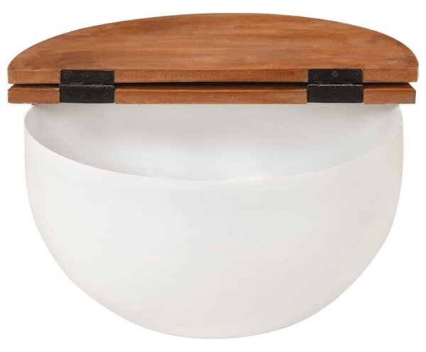 Fehér újrahasznosított fa dohányzóasztal 50x27 cm