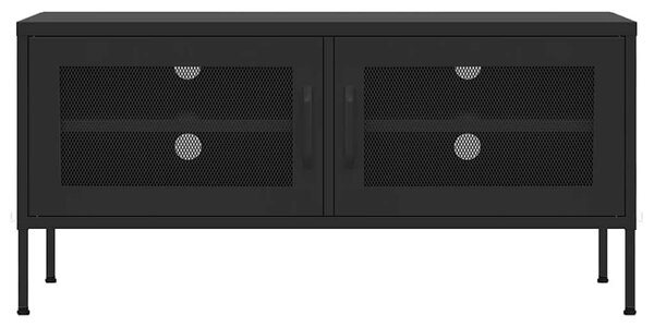 Fekete acél TV-szekrény 105 x 35 x 50 cm
