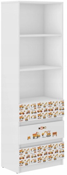 Gyerek könyvespolc fiókokkal 180 x 33 x 60 cm - Kis építőknek