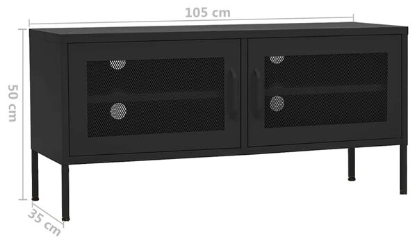 Fekete acél TV-szekrény 105 x 35 x 50 cm