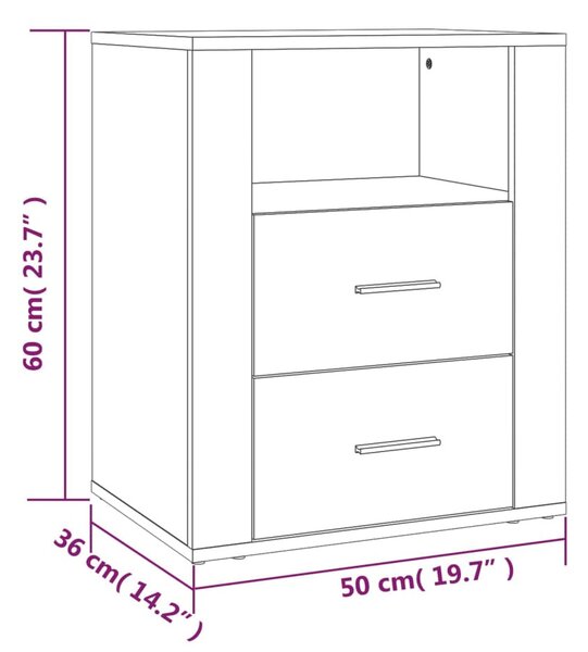 VidaXL szürke sonoma színű szerelt fa éjjeliszekrény 50 x 36 x 60 cm