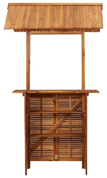 Tömör akácfa kültéri bárasztal tetővel 113x106x217 cm
