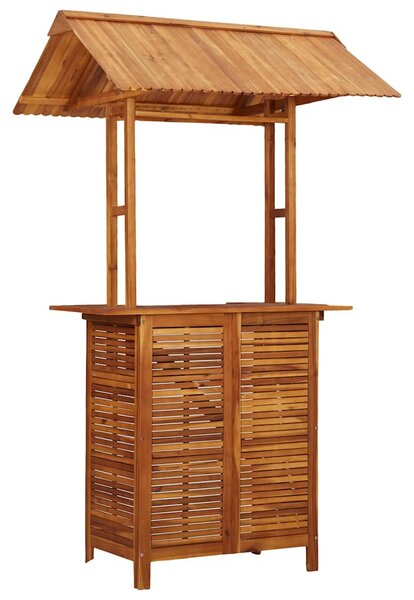 Tömör akácfa kültéri bárasztal tetővel 113x106x217 cm