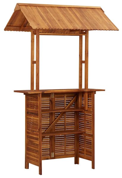 Tömör akácfa kültéri bárasztal tetővel 113x106x217 cm