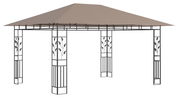 Tópszínű pavilon szúnyoghálóval/LED fényfüzérrel 4 x 3 x 2,73 m