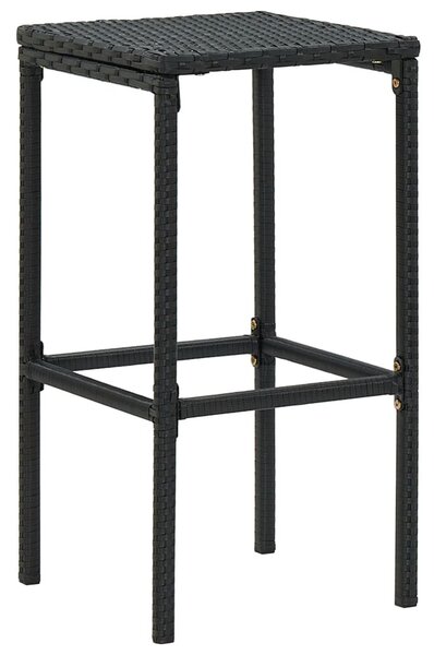 3 db fekete polyrattan bárszék párnával