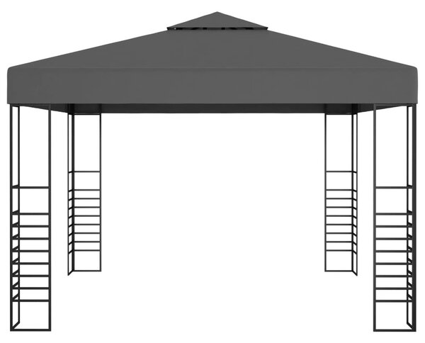 Antracitszürke kerti pavilon LED fényfüzérrel 3 x 3 m