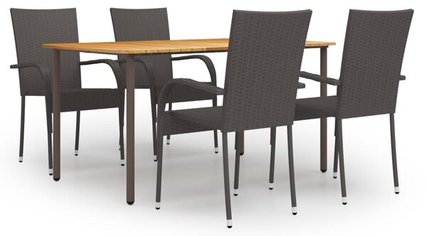 5 részes barna polyrattan kerti étkezőgarnitúra