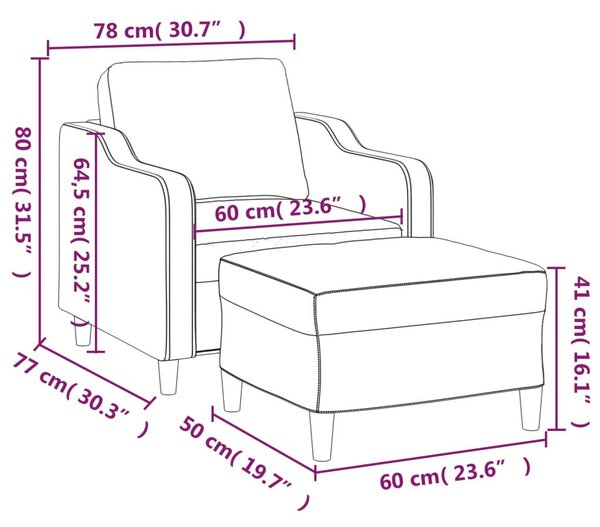 Bordó szövet kanapéfotel lábtartóval 60 cm