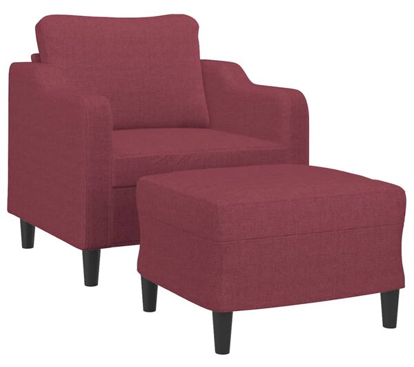 Bordó szövet kanapéfotel lábtartóval 60 cm