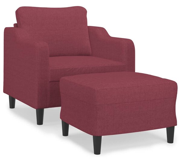 Bordó szövet kanapéfotel lábtartóval 60 cm