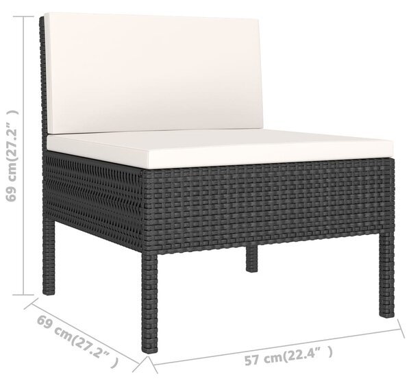 7 részes fekete polyrattan kerti ülőgarnitúra párnákkal