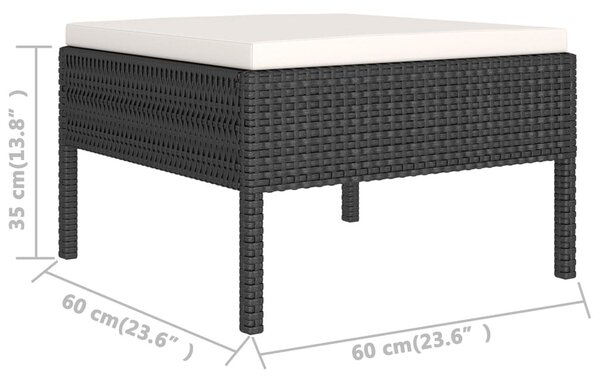 7 részes fekete polyrattan kerti ülőgarnitúra párnákkal