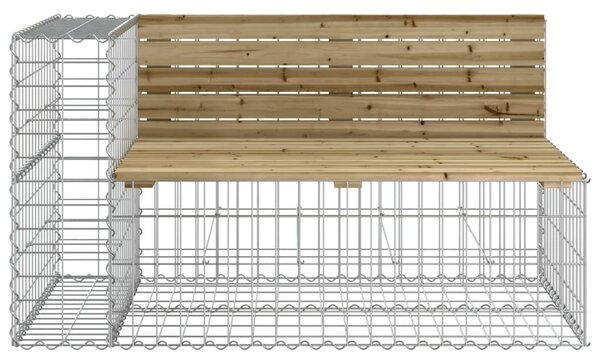 Tömör impregnált fenyőfa kerti pad gabion kosárral