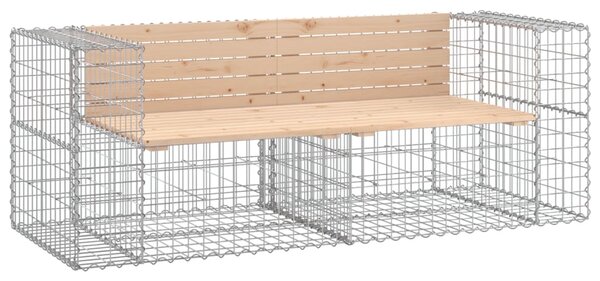 Tömör fenyőfa gabion kerti pad 184x71x65,5 cm