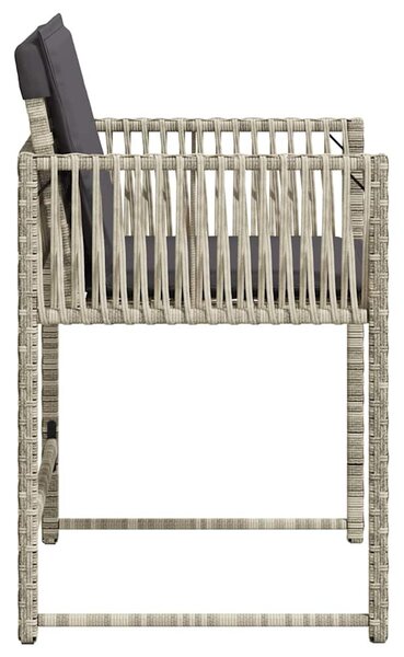 4 db világosszürke polyrattan kerti szék párnával