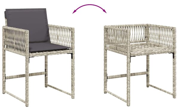 4 db világosszürke polyrattan kerti szék párnával
