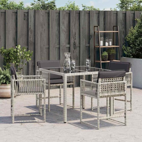 4 db világosszürke polyrattan kerti szék párnával