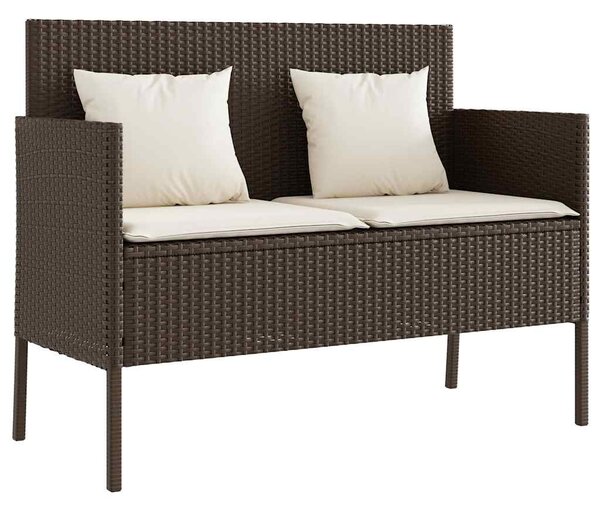 Barna polyrattan kerti pad párnákkal