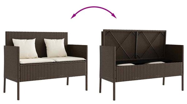Barna polyrattan kerti pad párnákkal