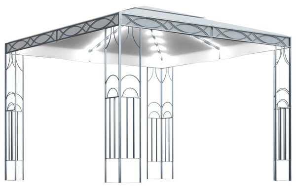 Krémszínű pavilon LED fényfüzérrel 300 x 300 cm