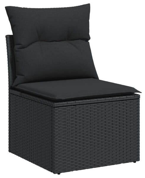 3 részes fekete polyrattan kerti ülőgarnitúra párnával