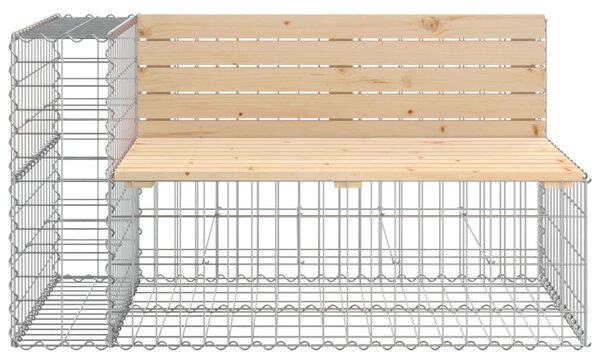Tömör fenyőfa kerti pad gabion kosárral