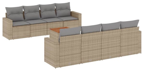9 részes vegyes bézs polyrattan kerti ülőgarnitúra párnákkal