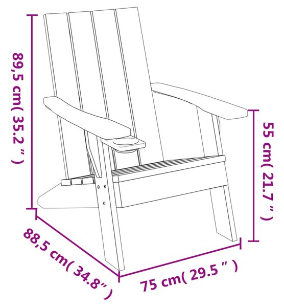 Világosbarna polipropilén kerti adirondack szék 75x88,5x89,5 cm