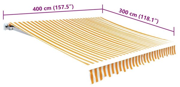 Sárga-fehér vászon napellenző tető 4 x 3 m (a váz nem tartozék)