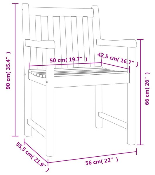 VidaXL 6 db tömör akácfa kerti szék 56 x 55,5 x 90 cm