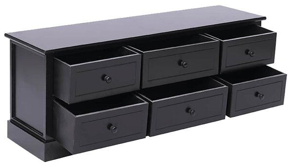 Fekete tömör császárfa TV-szekrény 108 x 30 x 40 cm