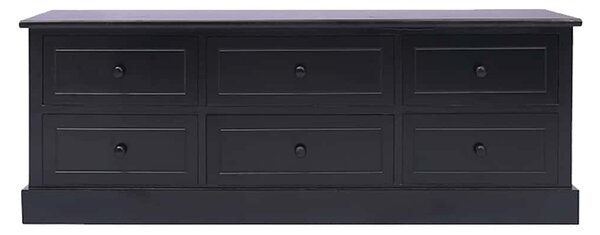 Fekete tömör császárfa TV-szekrény 108 x 30 x 40 cm
