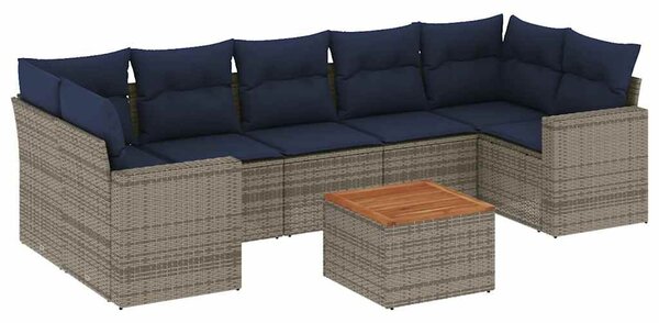 8 részes szürke polyrattan kerti ülőgarnitúra párnával
