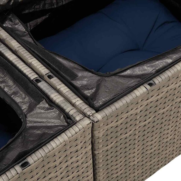 5 részes szürke polyrattan kerti ülőgarnitúra párnával