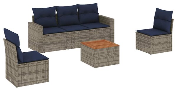 6 részes szürke polyrattan kerti ülőgarnitúra párnával