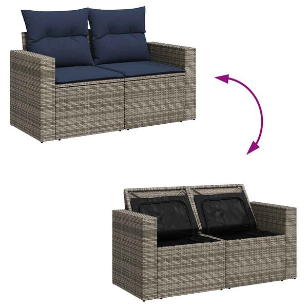 5 részes szürke polyrattan kerti ülőgarnitúra párnával
