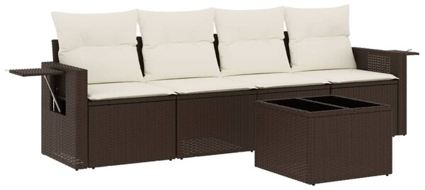 5 részes barna polyrattan kerti ülőgarnitúra párnával
