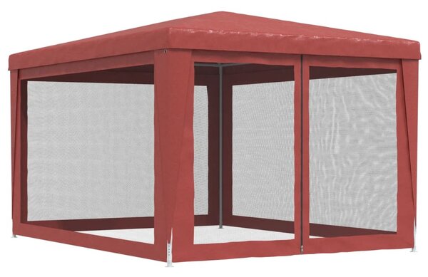 Piros HDPE rendezvénysátor 4 hálós oldalfallal 3x4 m