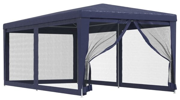 Kék HDPE rendezvénysátor 6 hálós oldalfallal 3 x 6 m