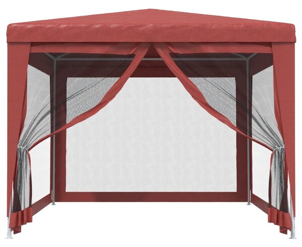 Piros HDPE rendezvénysátor 4 hálós oldalfallal 3x4 m