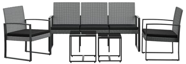 5 részes sötétszürke polyrattan kerti étkezőgarnitúra párnákkal