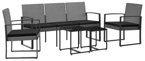 5 részes sötétszürke polyrattan kerti étkezőgarnitúra párnákkal